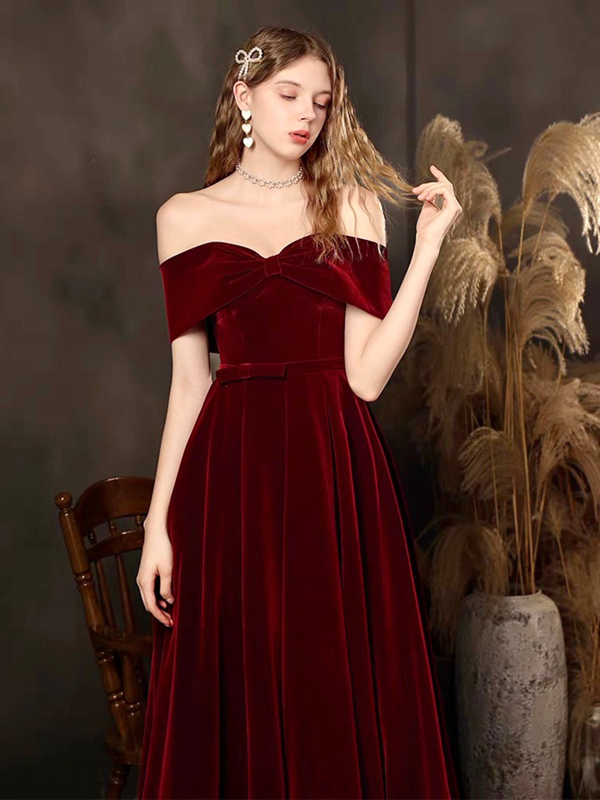 Romagic Strapless Padded Off the Shoulder A Line Burgundy