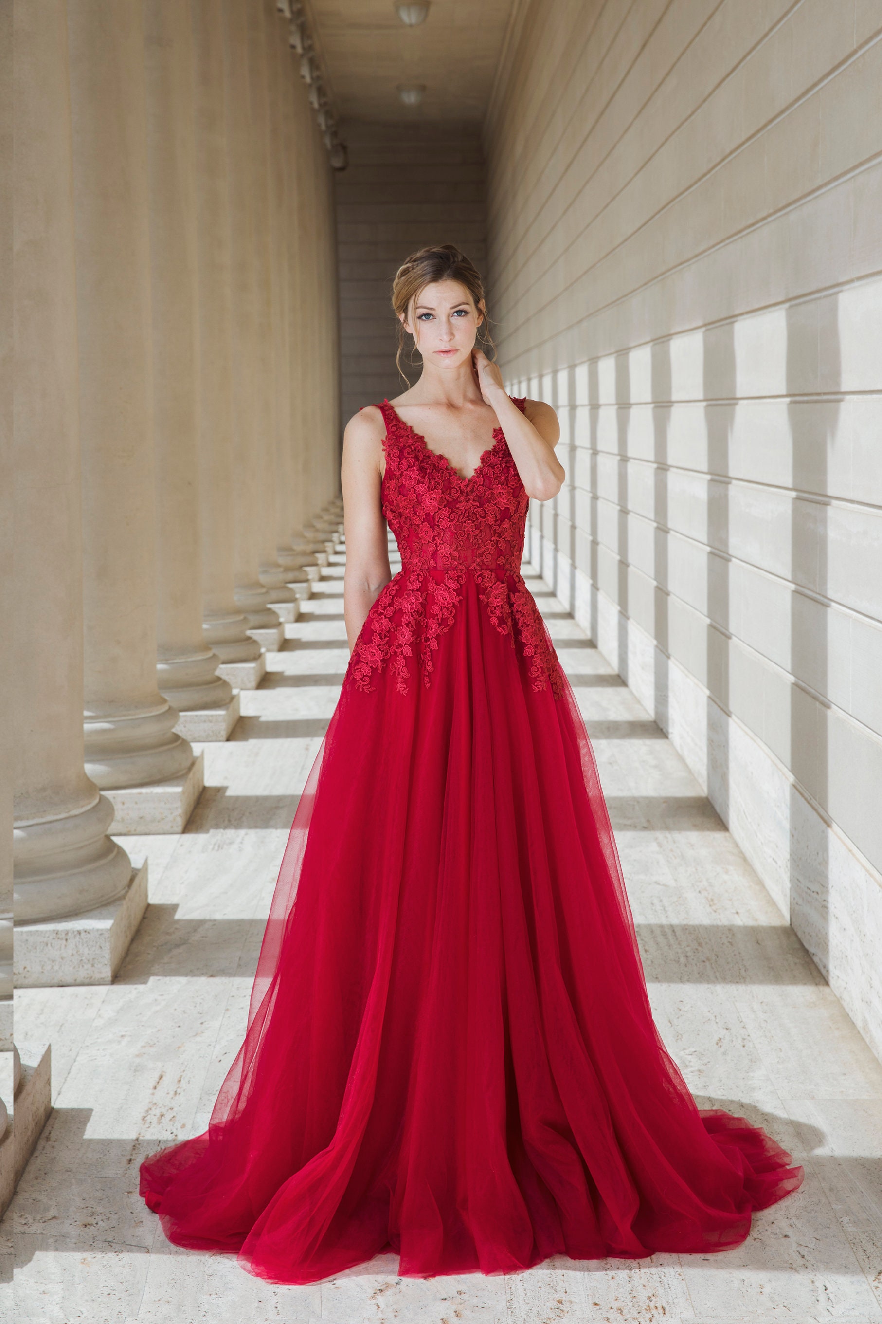 Ruby red top color dress