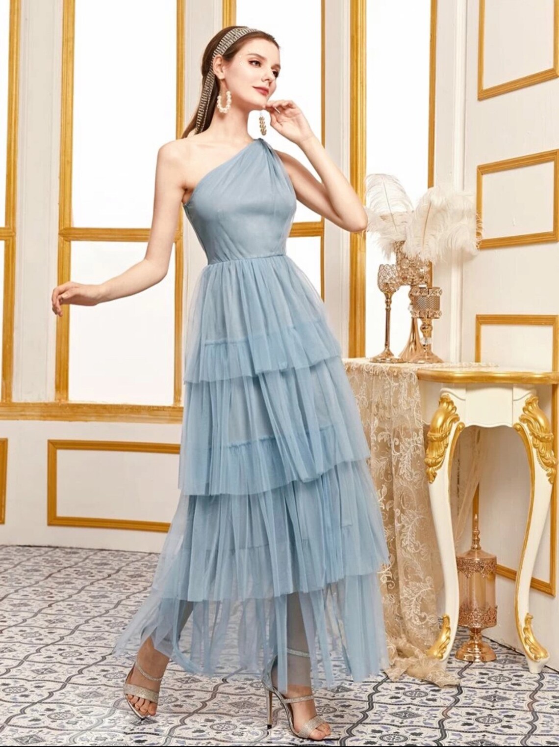 tulle ruffle robe