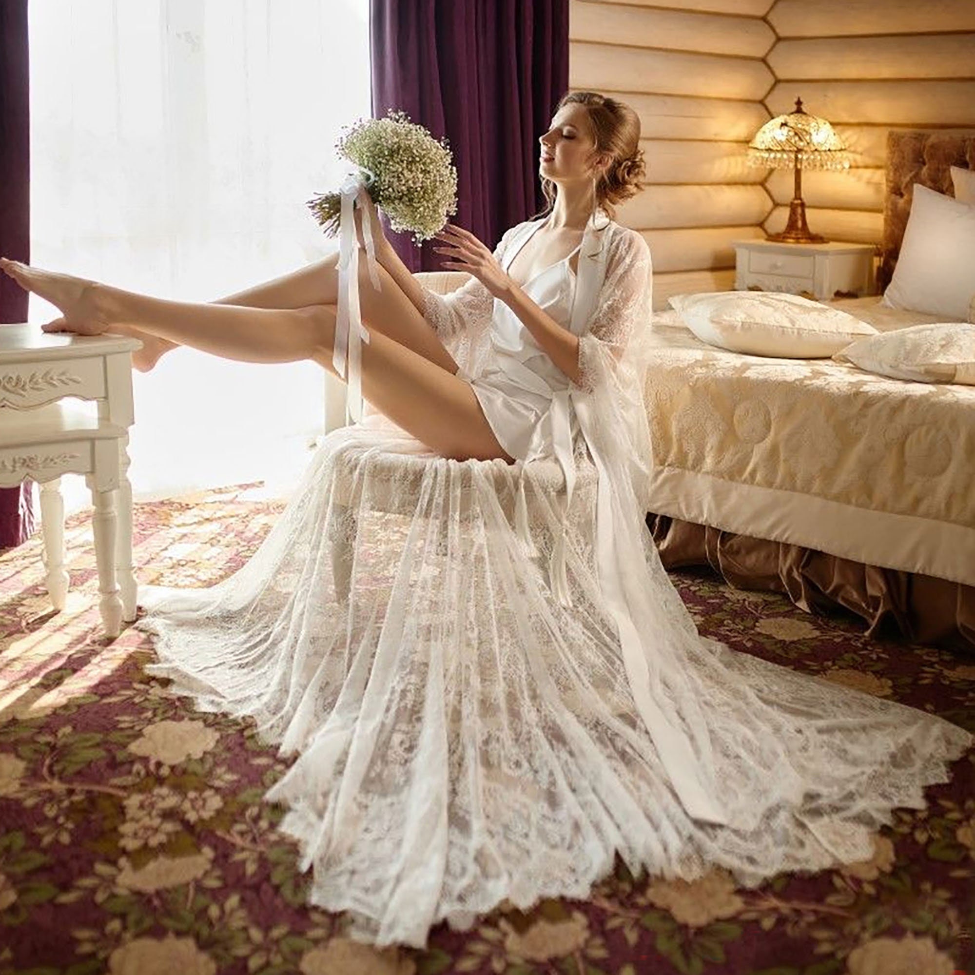 Rush Order Bridesmaid Robes/ Bridal Robes/ Wedding Robes/ Lace Robes/ Bridesmaid  Gifts/ Bridal Party Robes/personalized Bridesmaid Robes 