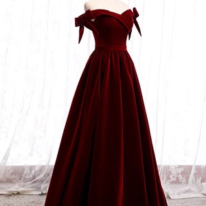 Handmade Off-the-shoulder Ball Gown Velvet Dress With Bows Sweetheart A ...