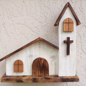 Wooden Church-Wood Church-Rustic Wooden Church-Wood Chapel-Country Church-Wood Country Chapel-Farmhouse Decor-Sku #LSDCHUR4