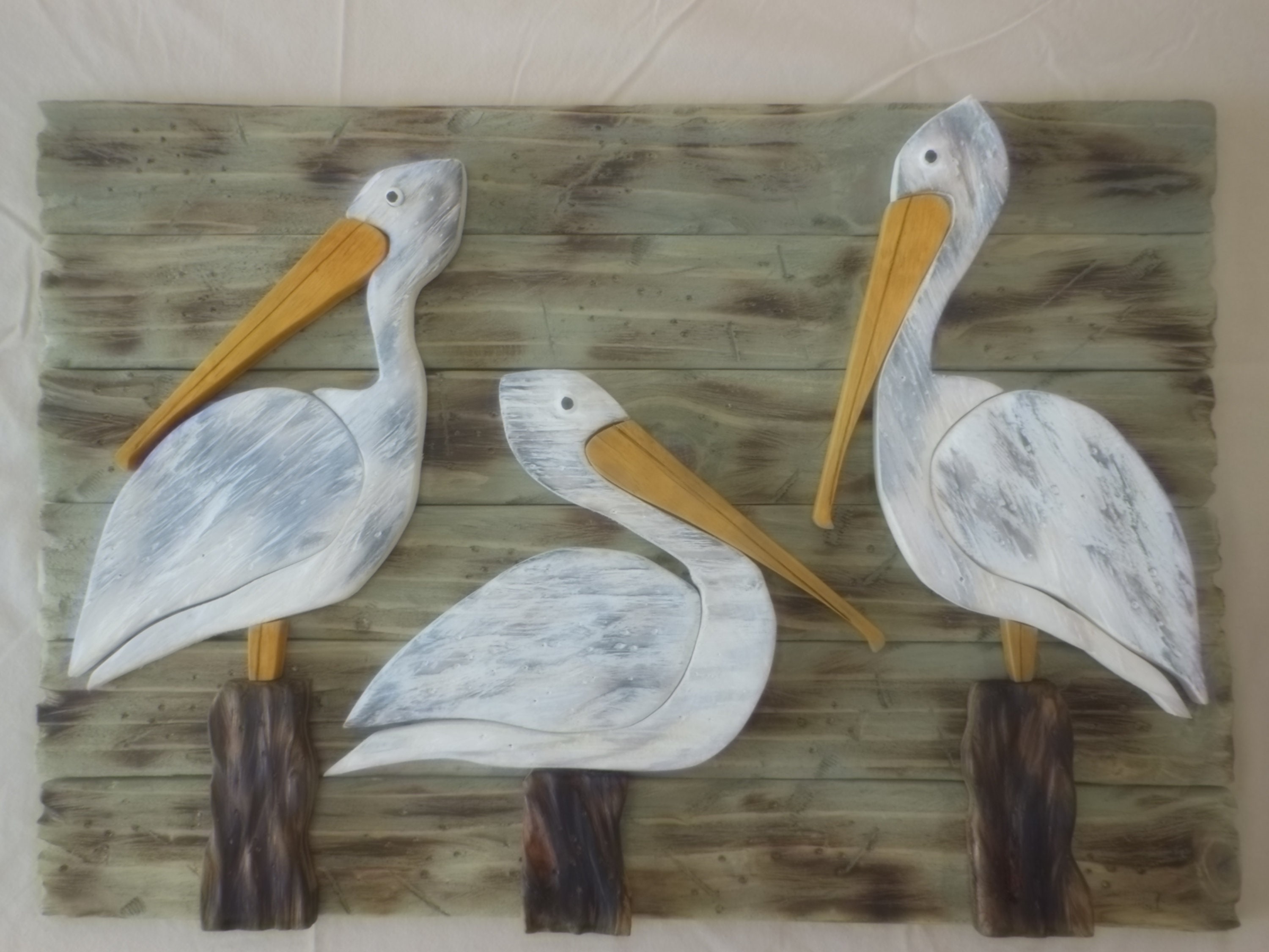 Wood Pelicanpelicandistressed Wood Pelicannautical Decornautical