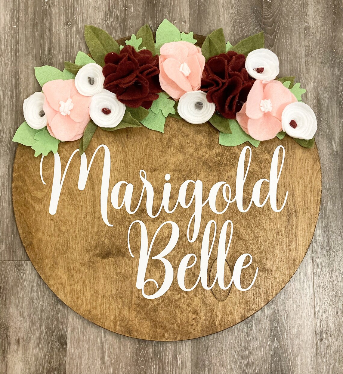 Girl's Name Wall Wood Hanger Baby Name Wall Hanger Round Etsy