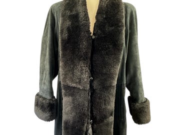 1980s Maxima for Bergdorf Goodman Suede Coat with Faux Fur