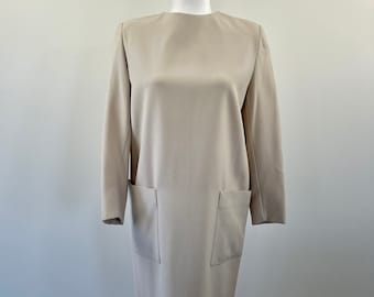 1980s Giorgio Armani Wool Crepe L/S Shift Dress