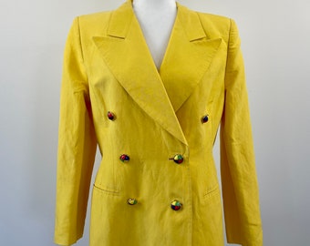 1980s ESCADA Yellow Double Breasted Blazer