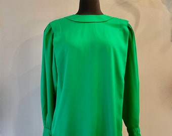 1980s Stanley Sherman Emerald Green Shift Dress