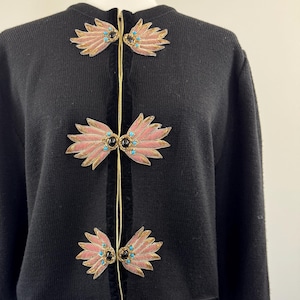 1980s Daniela Schurmann Black Wool Cardigan