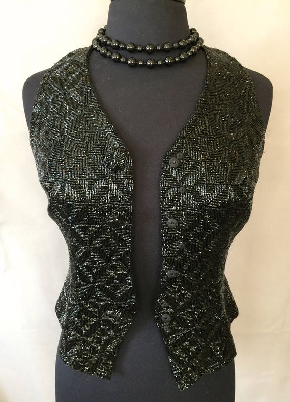 1990s Carmen Marc Valvo Beaded Cropped Vest