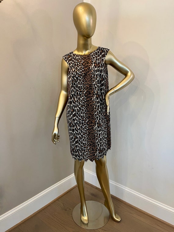 1960s Cheetah Print Slip with Jagged Edge Hem - image 1