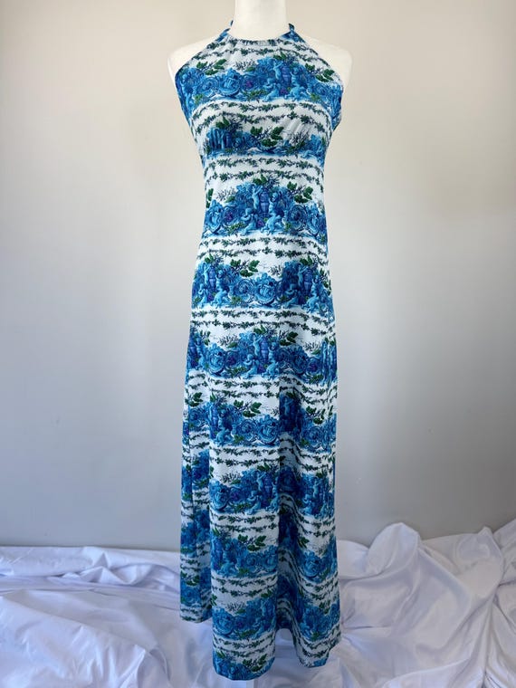 1980s Long Cherub Halter Dress - Etsy