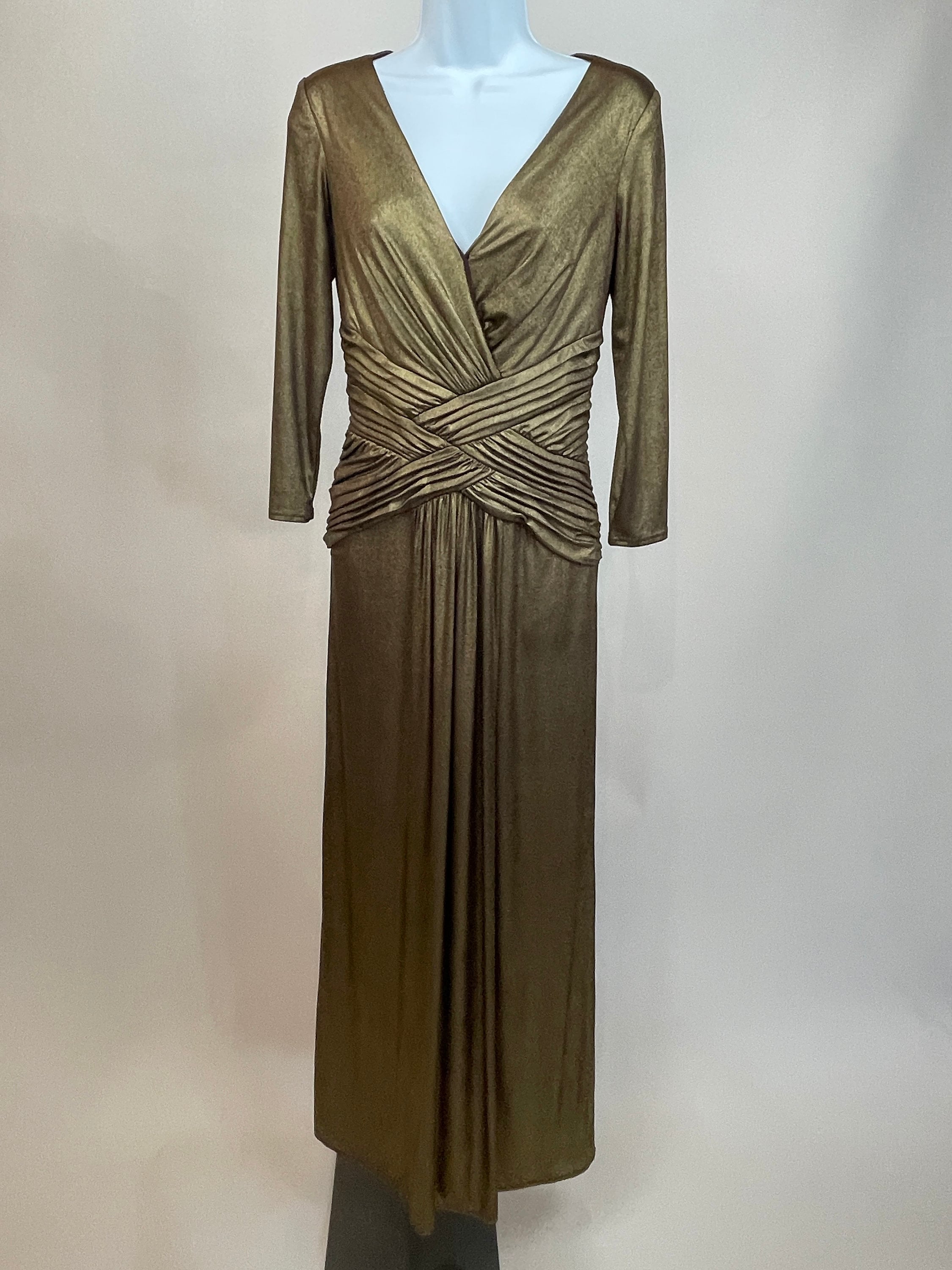 1980s Tadashi Gold Pleated Gown - Etsy 1980s Tadashi Gold Pleated Gown - Etsy