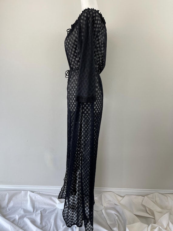 1970s Black Polyester Patterned Robe - image 7