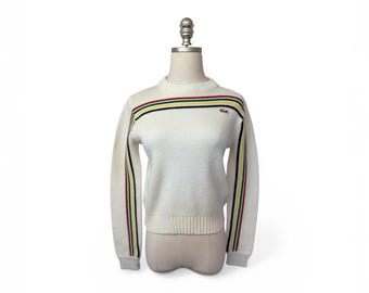 1980s IZOD White Sweater with Stripes