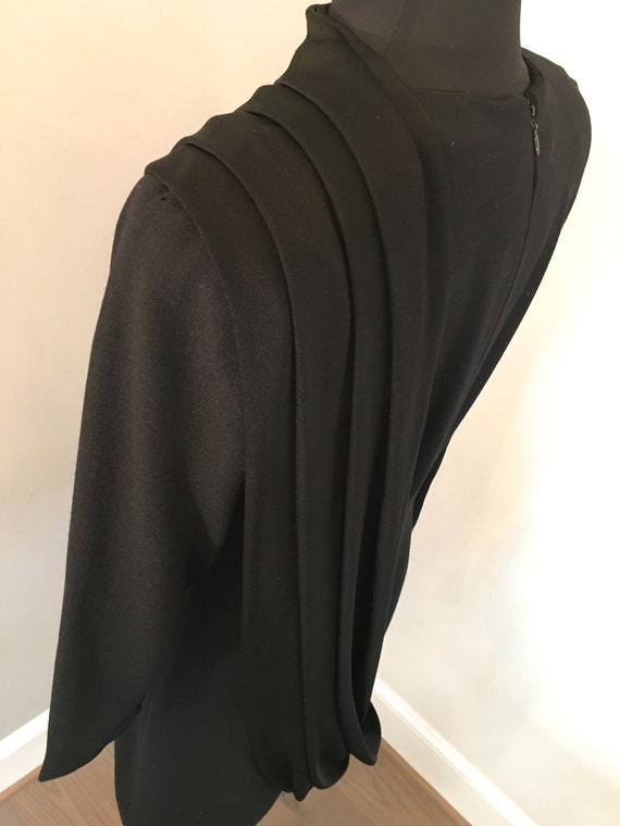 1970s Bill Blass Black Wool Sheath Dress