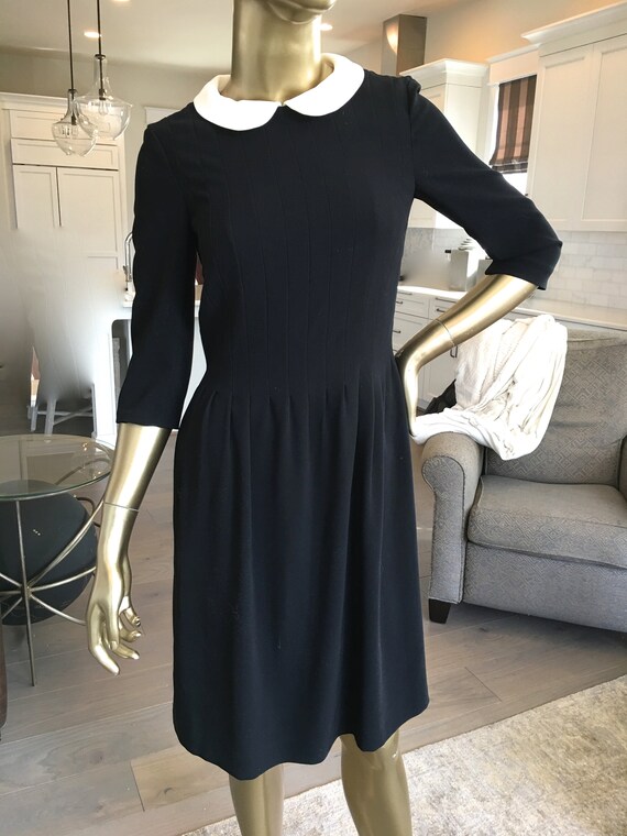 1990s Rena Lange Black Knee Length Baby Doll Dress
