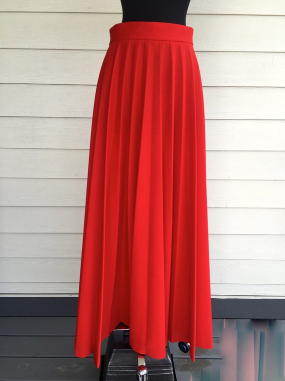 1970s Red Polyester Full Skirt