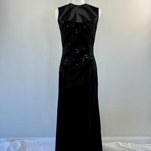 1980s Lillie Rubin Black Silk Rhinestone Dress