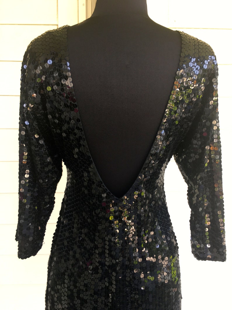 1970s Oleg Cassini Black Sequin Mini Dress - Etsy