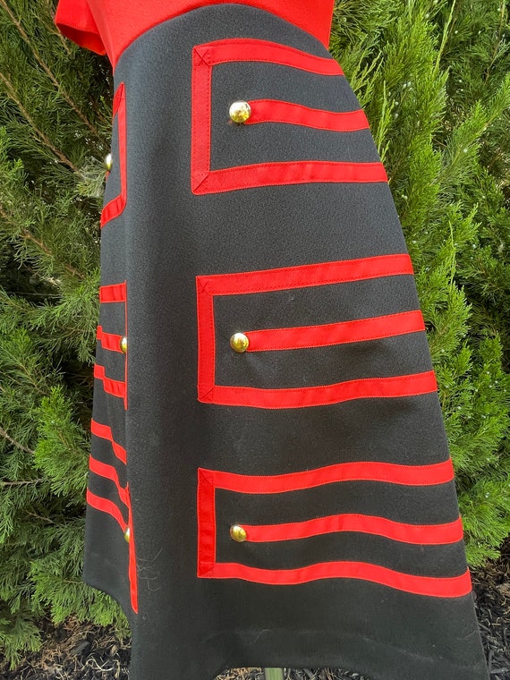 1970s Toni Todd Geometric Red & Black Dress - image 9