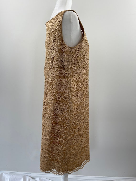 1990s Bill Blass Gold Lace Dress - image 8
