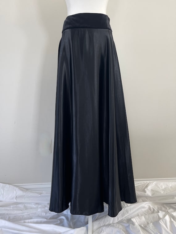 1990's RALPH Ralph Lauren Black Satin Full Skirt