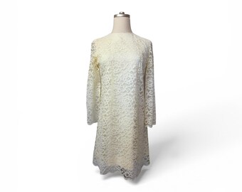 1970s Short White Lace Dress