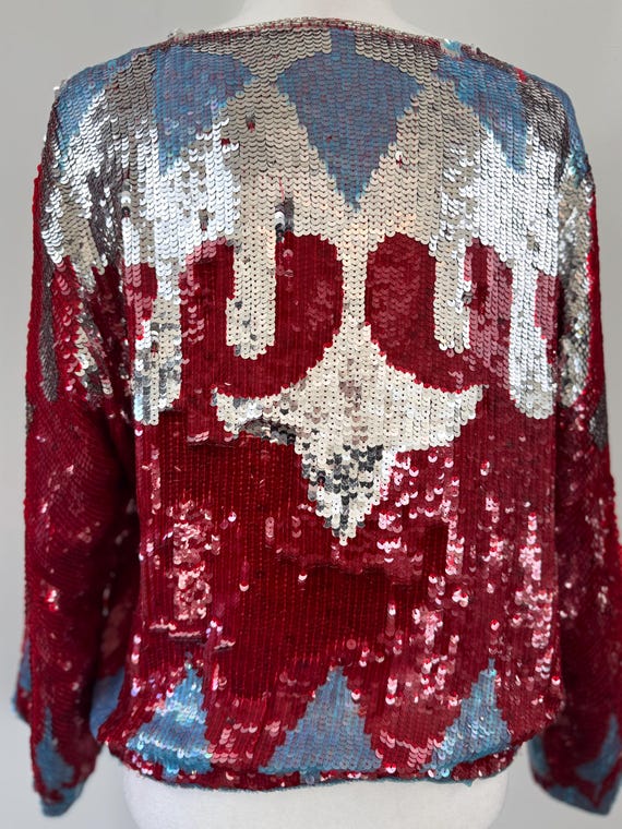 1990s Abstract Print Sequin Top - image 10