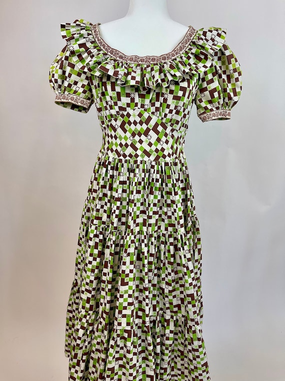 1970s Western Style Checkered Dress