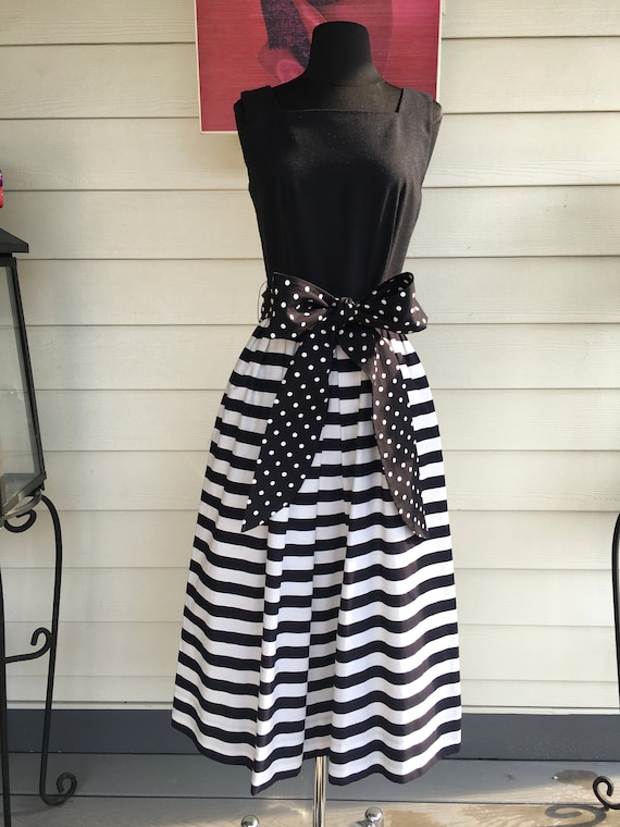 1970s Lanz Black and White Sundress