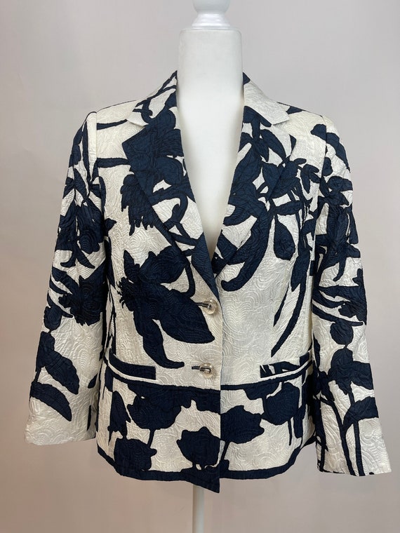 1990s Escada Abstract Floral Silk Blazer