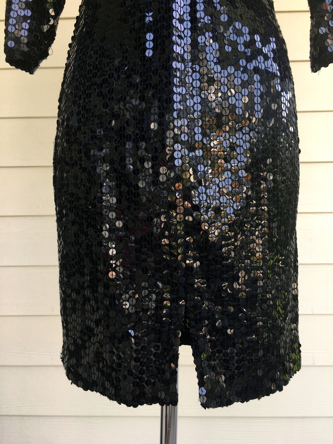 1970s Oleg Cassini Black Sequin Mini Dress - Etsy