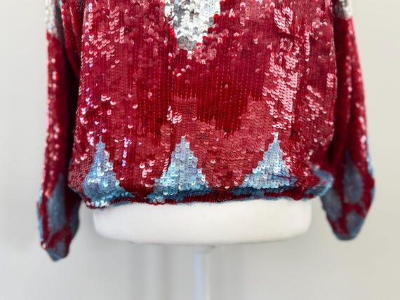 1990s Abstract Print Sequin Top - image 5