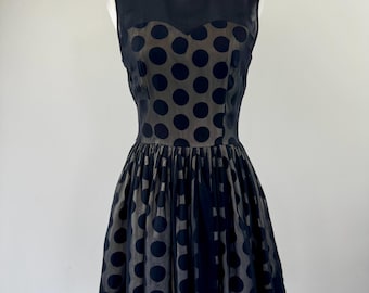 1950s Black White Polka Dot Dress