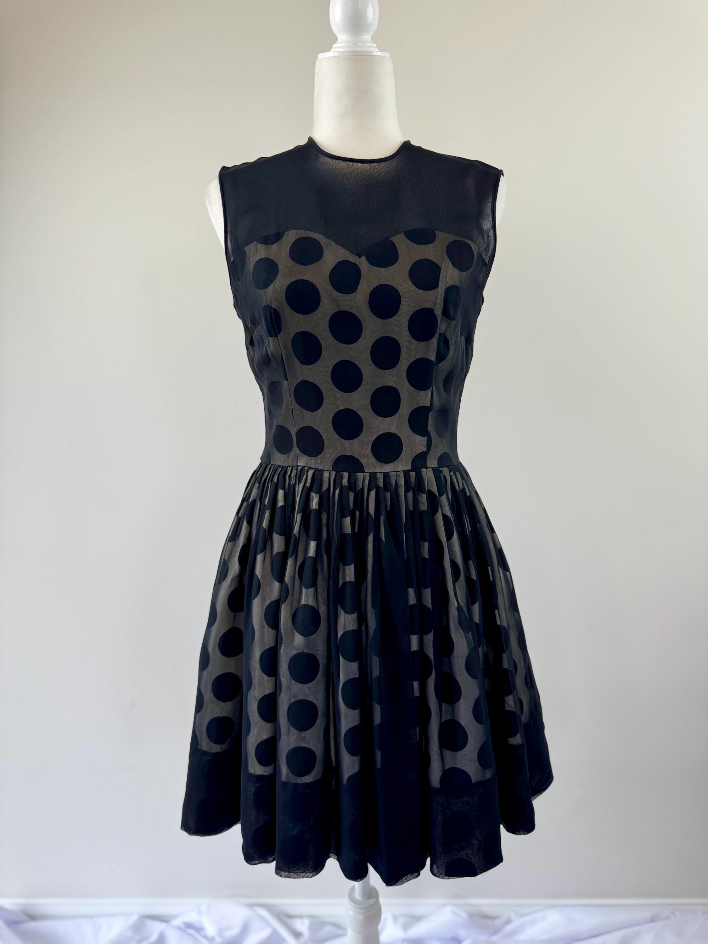 1950s Black White Polka Dot Dress - Etsy 1950s Black White Polka Dot Dress - Etsy
