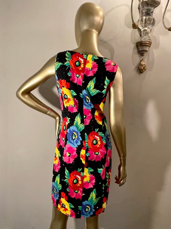 1990s Adrienne Vittadini Floral Dress with Beading - image 4