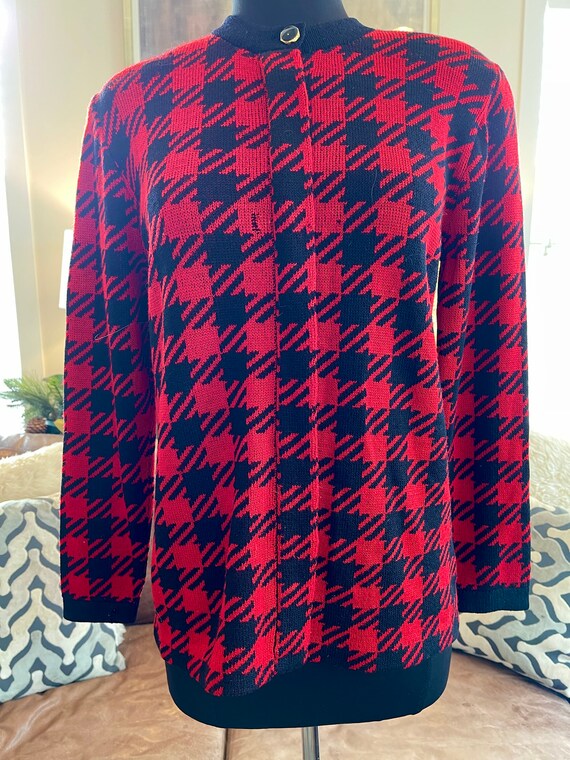 1980s St. John Graphic Print Cardigan Sweater