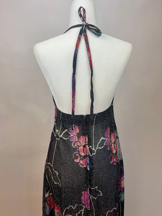 1970s Saks Fifth Avenue Iridescent Halter Dress w… - image 4