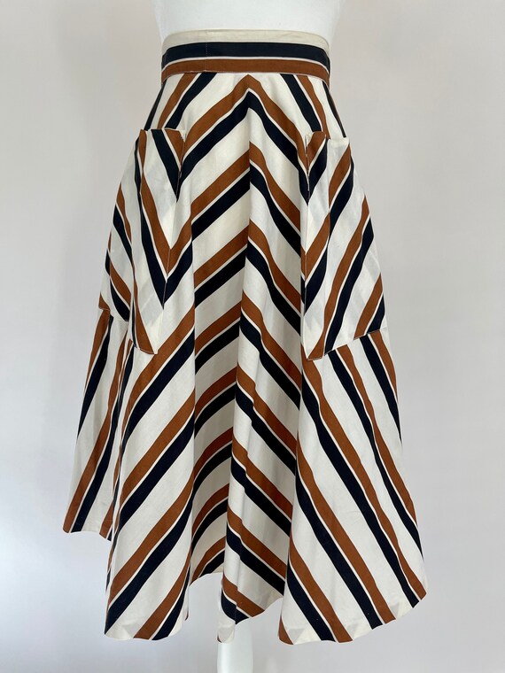 1950s Striped Cotton Full Skirt