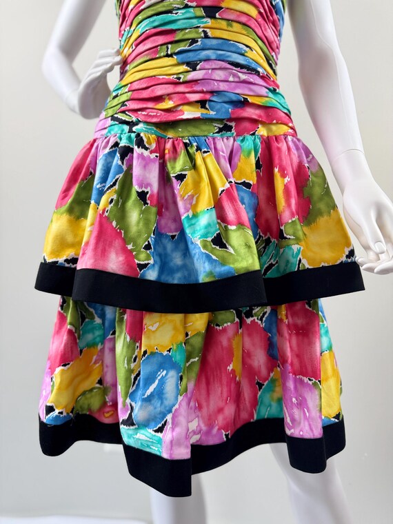1980s A.J. Bari Abstract Floral Dress - image 5