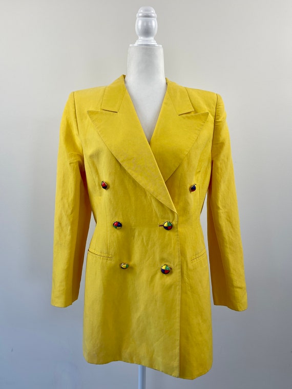 1980s ESCADA Yellow Double Breasted Blazer