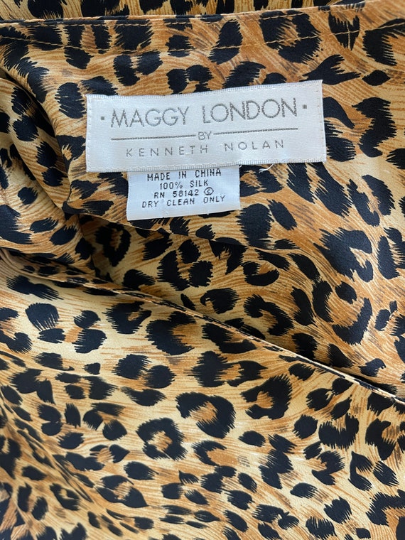 1990s Maggy London Cheetah Print Silk Wrap Dress - image 2