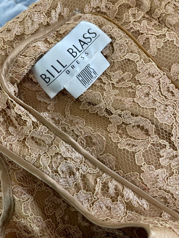 1990s Bill Blass Gold Lace Dress - image 2