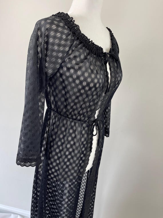 1970s Black Polyester Patterned Robe - image 10