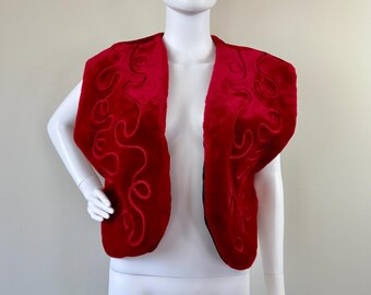 1990s Dennis Basso Red Plush Vest
