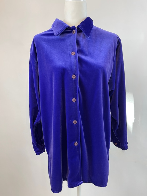 1990s Diane Von Furstenberg Purple Velvet Shirt