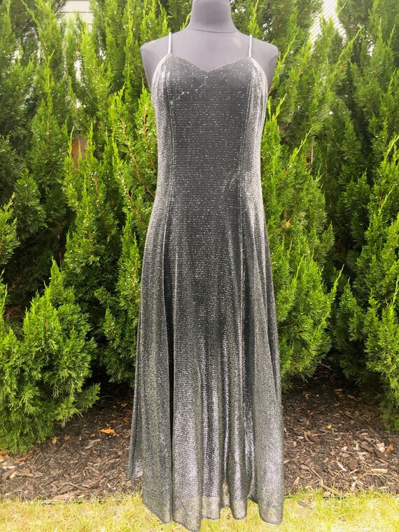 1970s All That Jazz Metallic Slip Dress with Roset