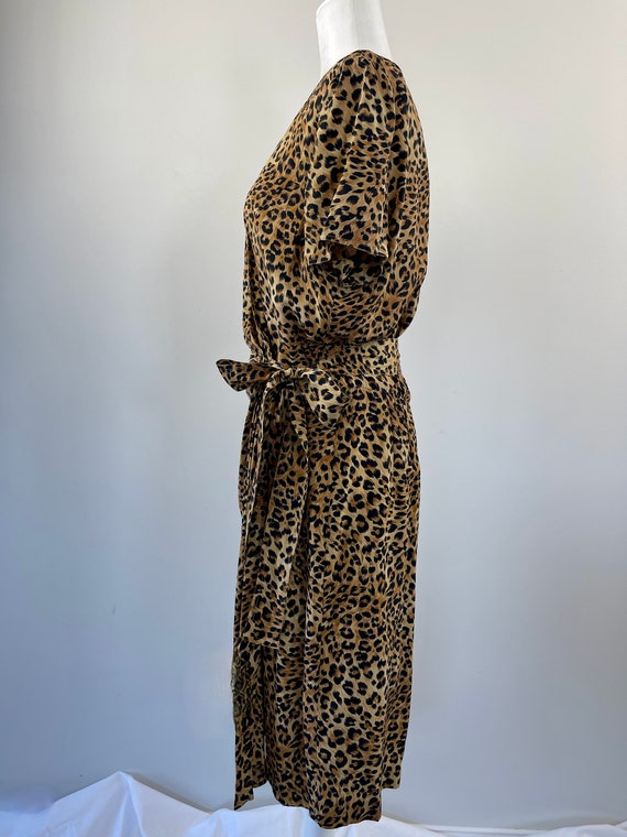 1990s Maggy London Cheetah Print Silk Wrap Dress - image 3