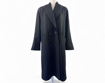 1980s Jofeld Double-Breasted Black Trench Coat